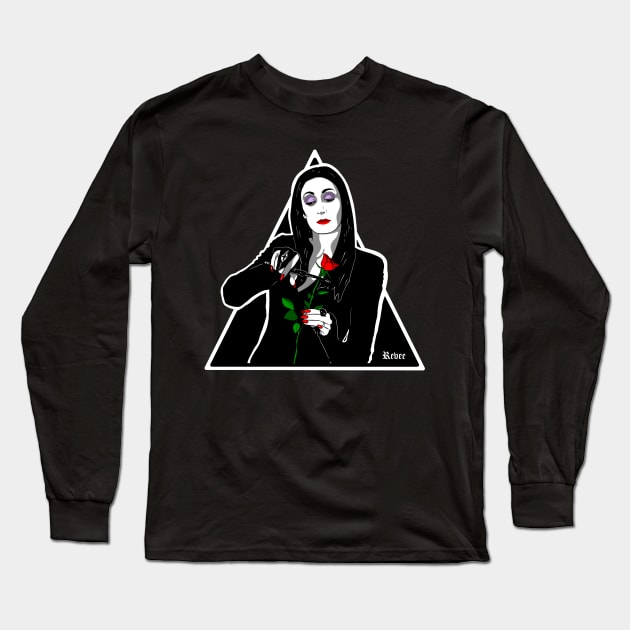 Morticia Addams Long Sleeve T-Shirt by RevArt